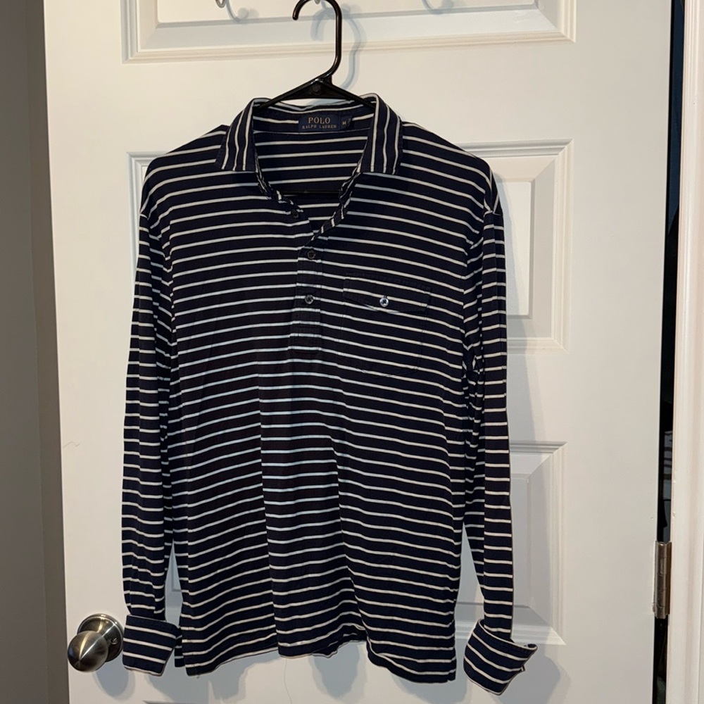 Polo ralph Lauren long sleeve black and white striped t shirt